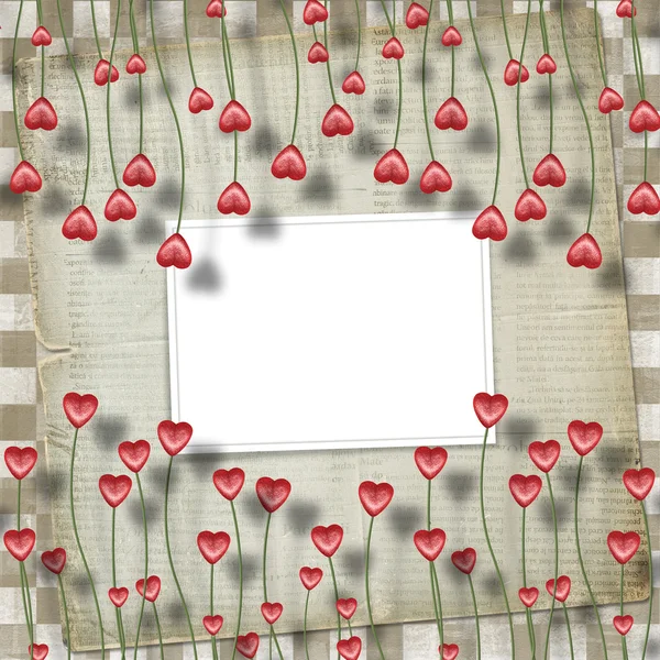 Kartkę z życzeniami na dzień Świętego Walentego z serca — Zdjęcie stockowe