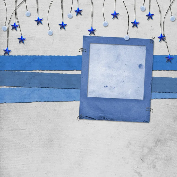 Grunge slide de papier grunge avec perles et étoiles — Photo