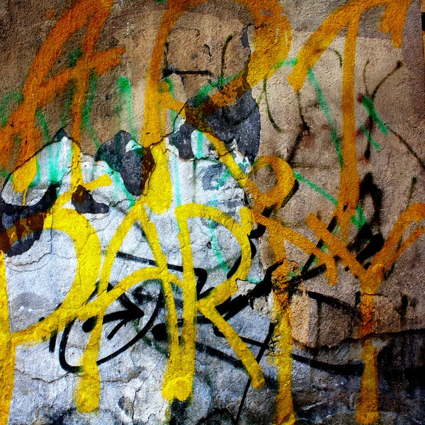 Egyszerű szöveg graffiti stílusban a régi vakolt falon — Stock Fotó