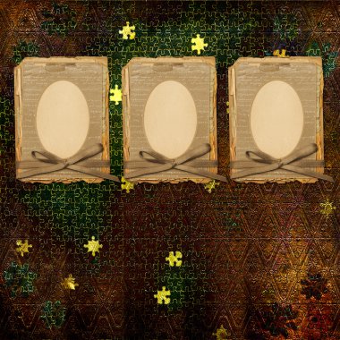 Old grunge frame with manuscript on the abstract background