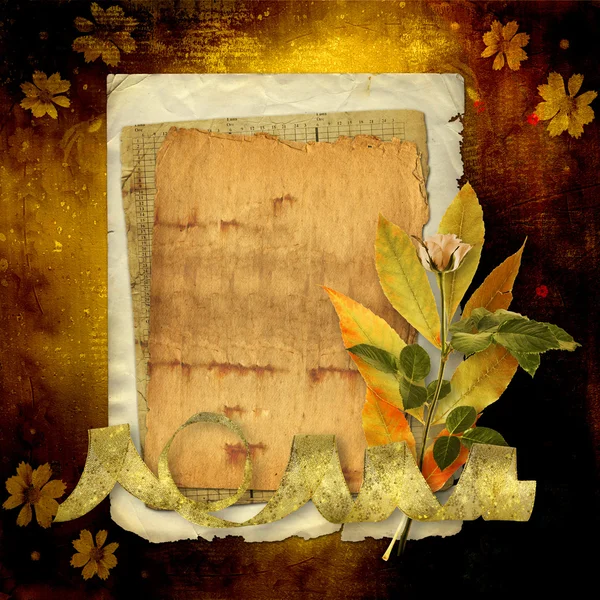 Velho cartão postal de congratulação com ramo de flores em abstrac — Fotografia de Stock