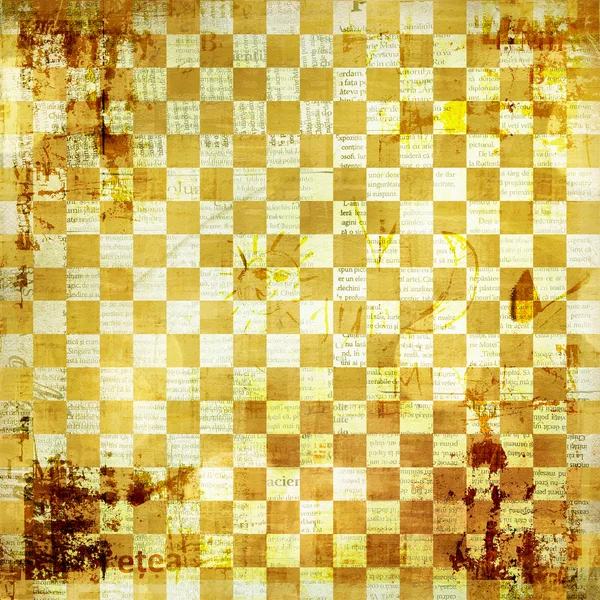 Damalı satranç süsleme ile antika arka plan — Stok fotoğraf