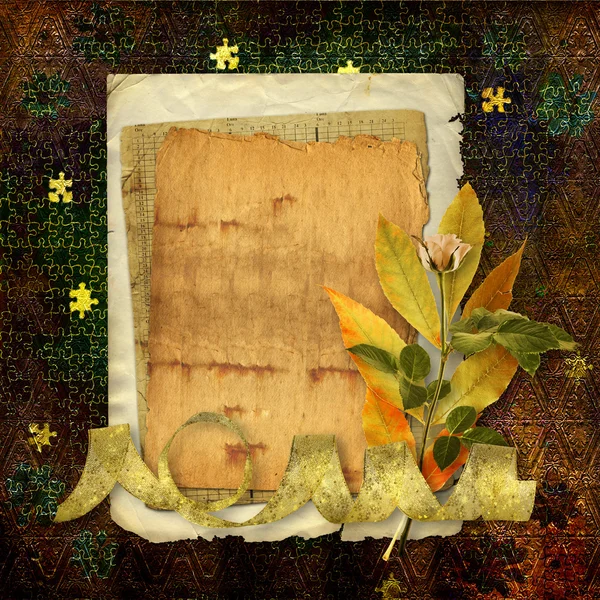 Antigua postal de felicitación con ramo de flores en abstrac — Foto de Stock