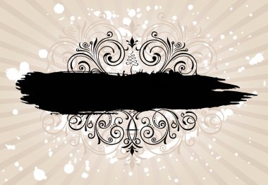 Grunge banner with old background. Vintage patterned border clipart