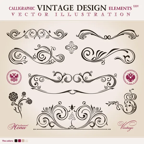Conjunto de vectores clásico. Elementos de diseño caligráfico ornamento decora — Archivo Imágenes Vectoriales