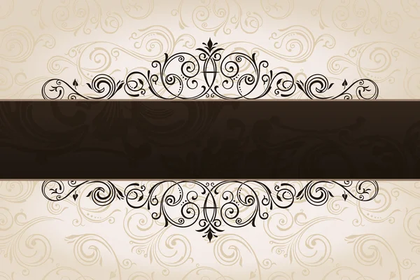 Banner caligráfico marrón con fondo decorativo. Vintage pa — Vector de stock