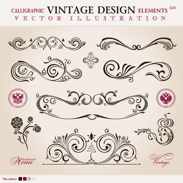Set vettoriale classico. Elementi di design calligrafico ornamento decora — Vettoriale Stock
