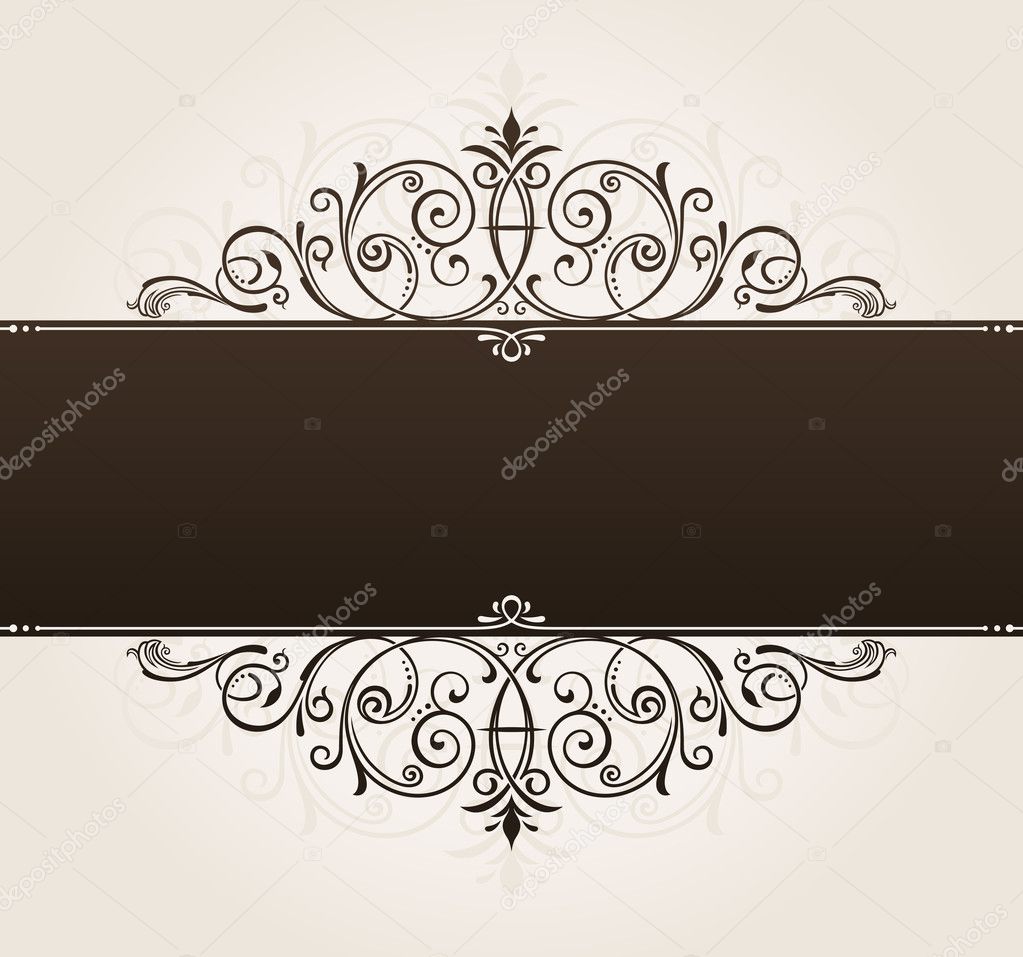 Vector template for text. vintage frame decorated with antique o