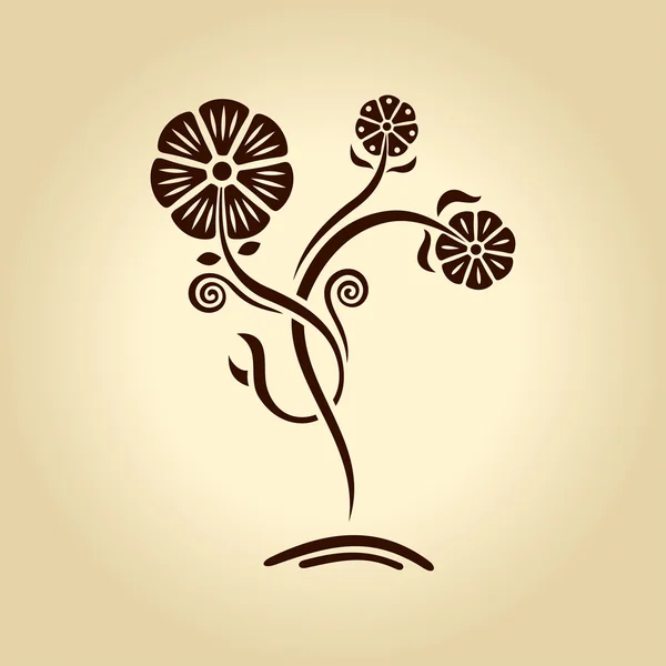 Векторный винтажный цветок. Силуэт растений на старой бумаге — стоковый вектор