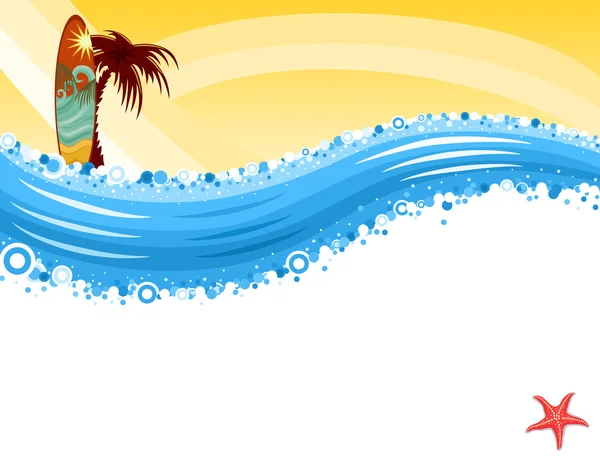 Férias de verão - Surfe na praia tropical —  Vetores de Stock