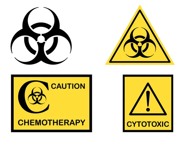 Simboli biopericolosi citotossici e chemioterapici — Vettoriale Stock