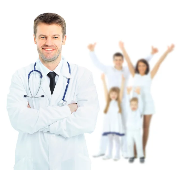 Χαμογελώντας ιατρός. Απομονωμένα σε λευκό φόντο — Φωτογραφία Αρχείου