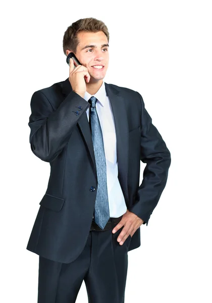Πορτρέτο του ο άνθρωπος των επιχειρήσεων με το κινητό τηλέφωνο — Φωτογραφία Αρχείου