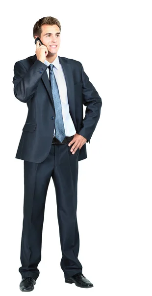 Portret van zakenman met mobiele telefoon — Stockfoto