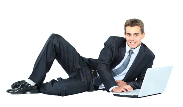 Homem de negócios usando laptop — Fotografia de Stock