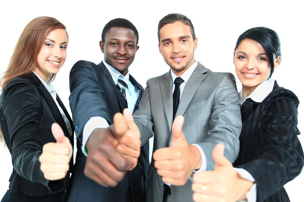 Grupo de negócios com polegares para cima isolado sobre fundo branco — Fotografia de Stock