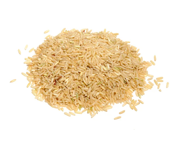 Ryż brązowy izolowany na białym tle — Zdjęcie stockowe