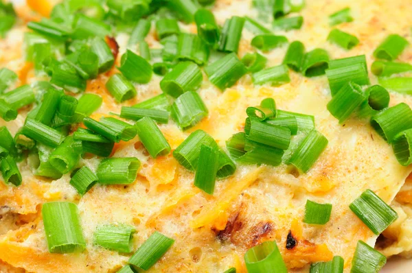 Green Onion on Top of Omelet — Stock Photo, Image