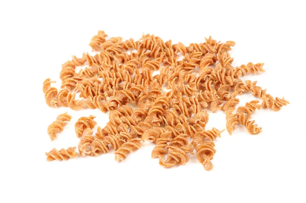 Bran Rotini Pasta Isolated on White Background — Stock Photo, Image