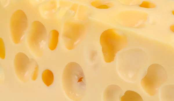 Zwitserse kaas met grote gaten close-up — Stockfoto