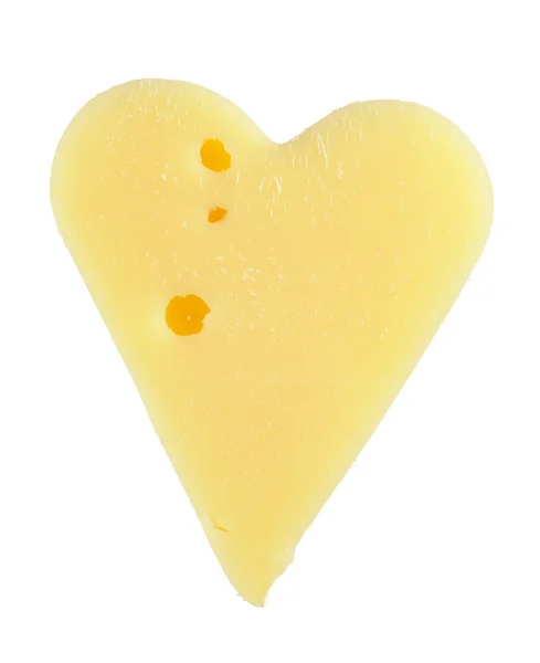 Heart Shaped Cheese Isolated on White Background — Stock Photo, Image