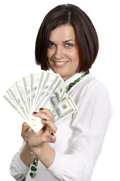 Vrouw met dollars — Stockfoto