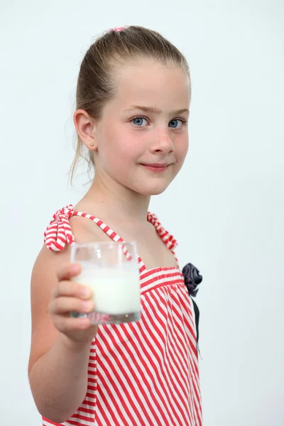Girl with a milk — Stock Photo, Image
