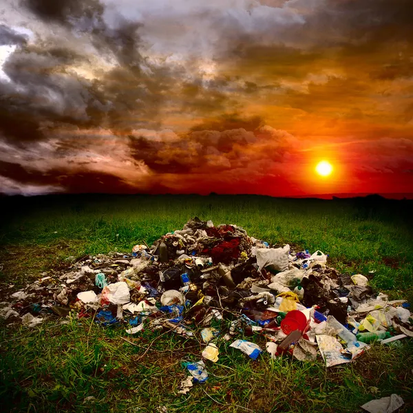 Lixo no campo — Fotografia de Stock