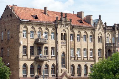 Facade of the old brick house in Vilnius clipart