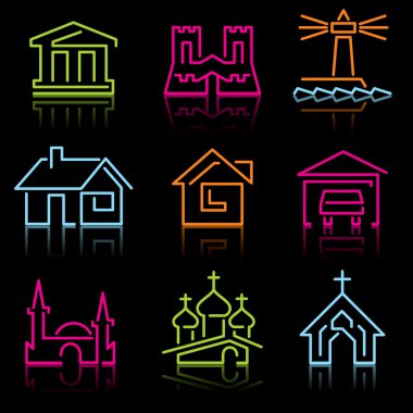 Line architectural icons clipart