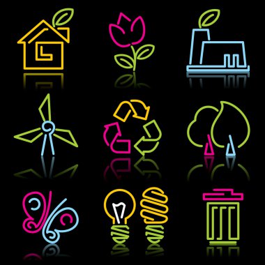 Line eco icons clipart