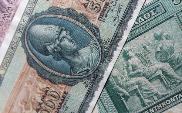 Sada dvou starých bankovek Řecko — Stock fotografie