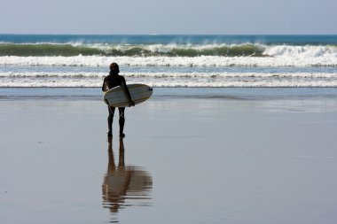 Man with surfboard clipart