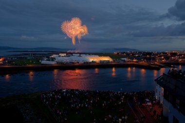 Fireworks over Claddagh clipart