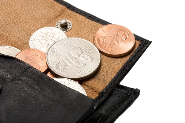Cêntimos em bolsa — Fotografia de Stock