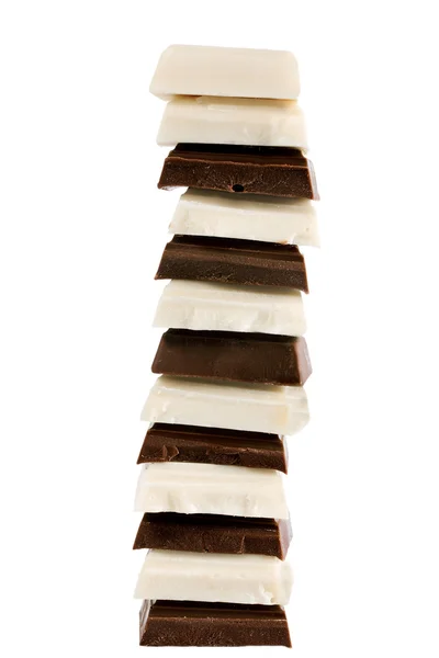 Dunkle und weiße Schokolade — Stockfoto