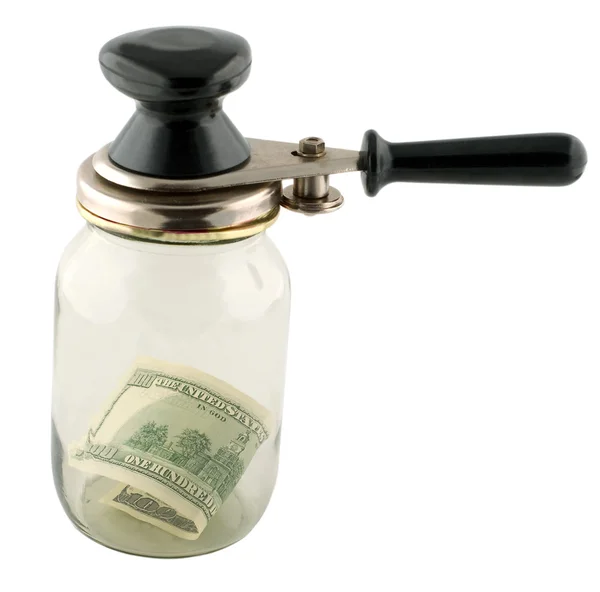 Dinheiro e Jar — Fotografia de Stock