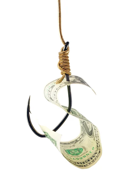 Balıkçılık kanca ve para — Stok fotoğraf