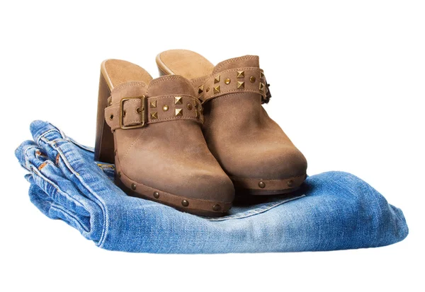 Boots in jeans — Stock Photo, Image