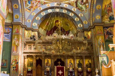 Ceiling fresco. The dome is decorated by icons of apostles. Gre clipart