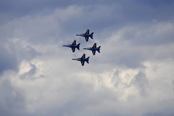 Синій янголи літають в щільний формування — стокове фото