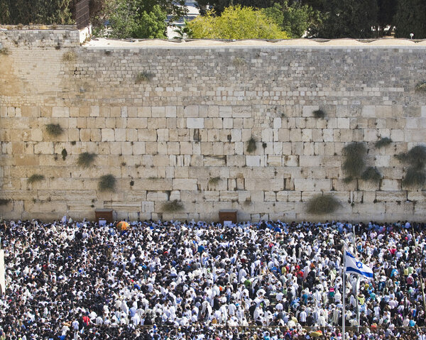 Jerusalem - October 16: Prayer of Jews at Western Wall. Jerusal