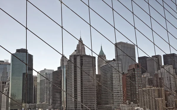 Manhattan view from Brooklyn bridge — Stock Photo, Image