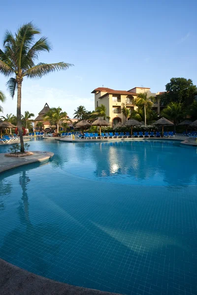 Vackra pool och uteplats i tropisk miljö — Stockfoto