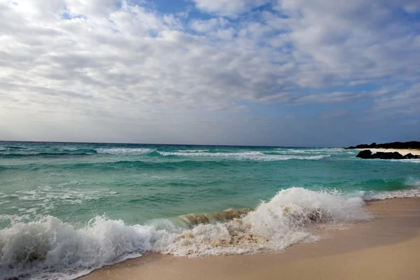 Caribbean beach on cloudy day — Stock Photo, Image