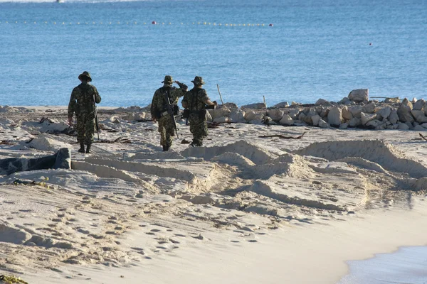 stock image MEXICO - FEBRUARY 7: Soldiers on duty checking the boarder on Fe