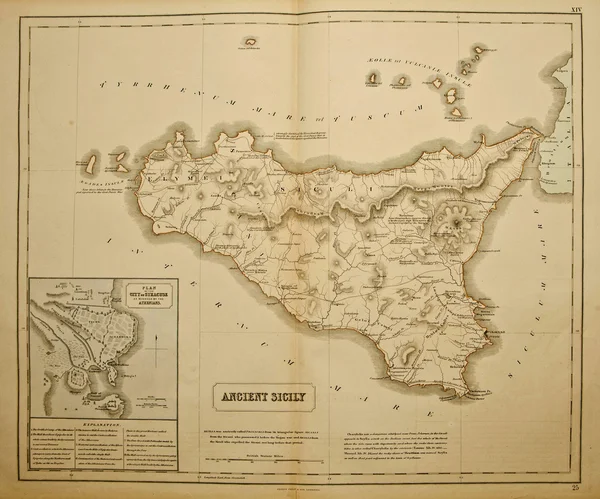 西西里。古代的世界地图 — 图库照片