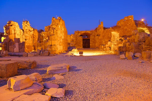 Old ruins in Side, Turkey at sunset — Stock Photo, Image