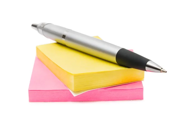 Papel de nota e caneta — Fotografia de Stock