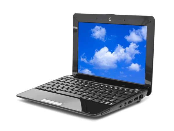 Sky on notebook screen — Stock Photo, Image